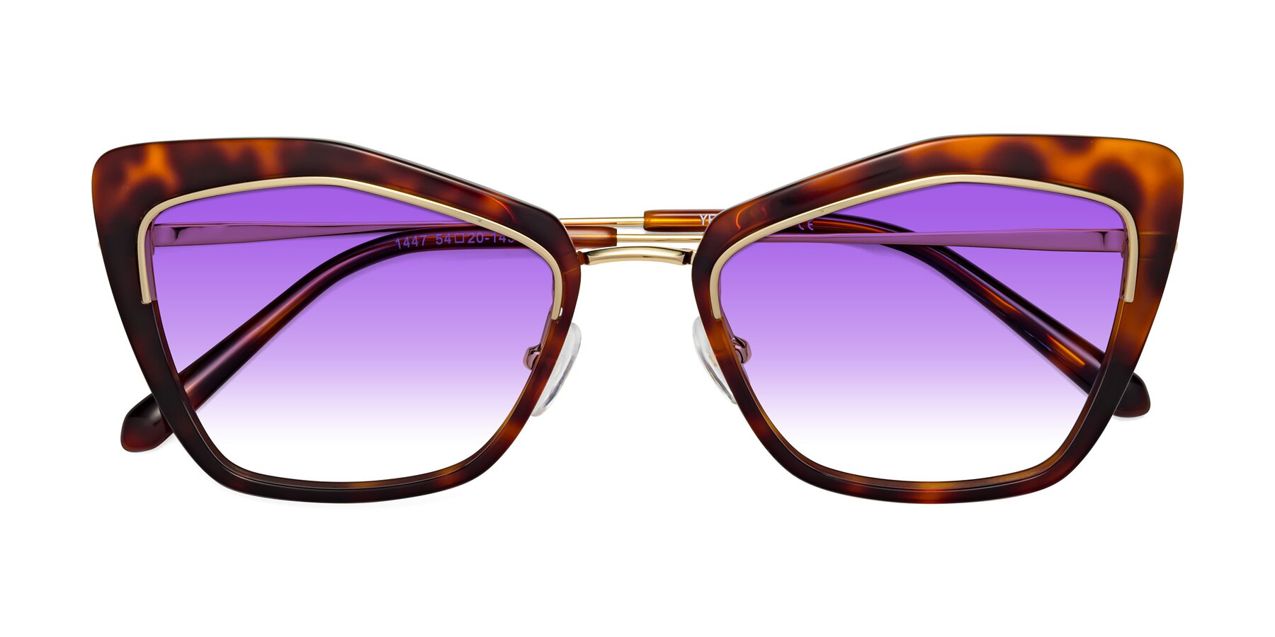 Folded Front of Lasso in Light Tortoise with Purple Gradient Lenses