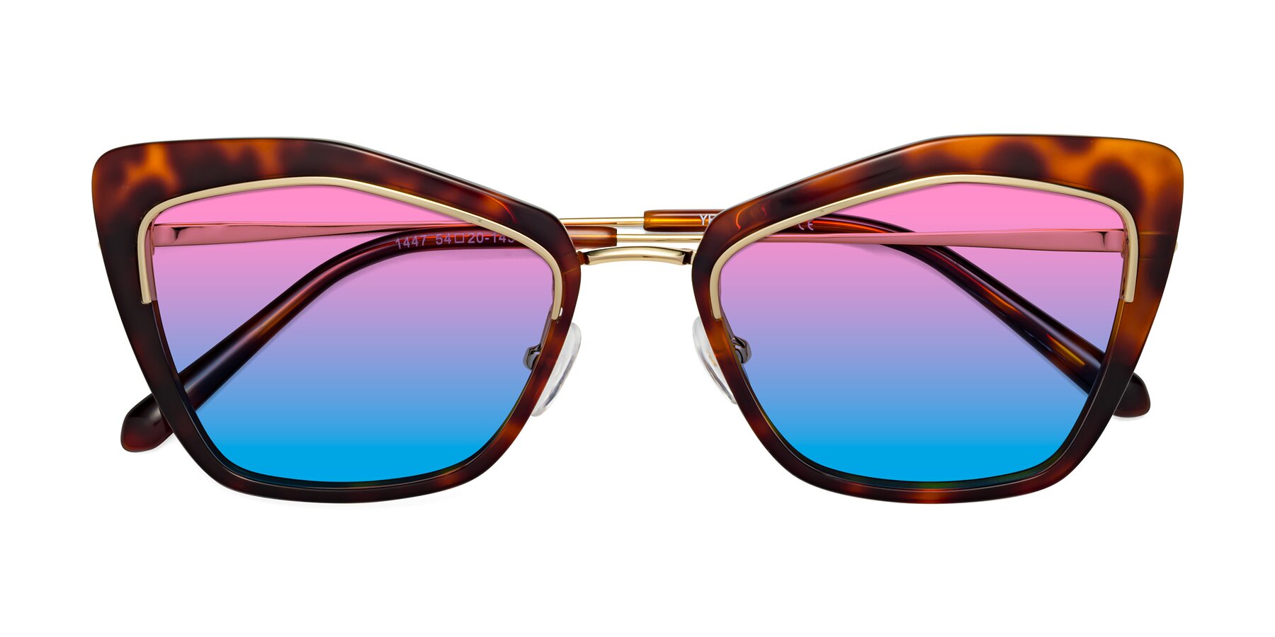 Folded Front of Lasso in Light Tortoise with Pink / Blue Gradient Lenses
