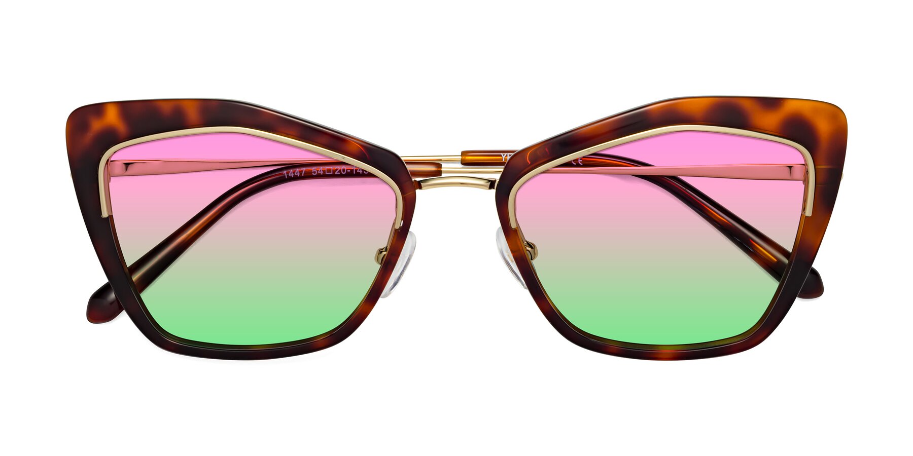 Folded Front of Lasso in Light Tortoise with Pink / Green Gradient Lenses