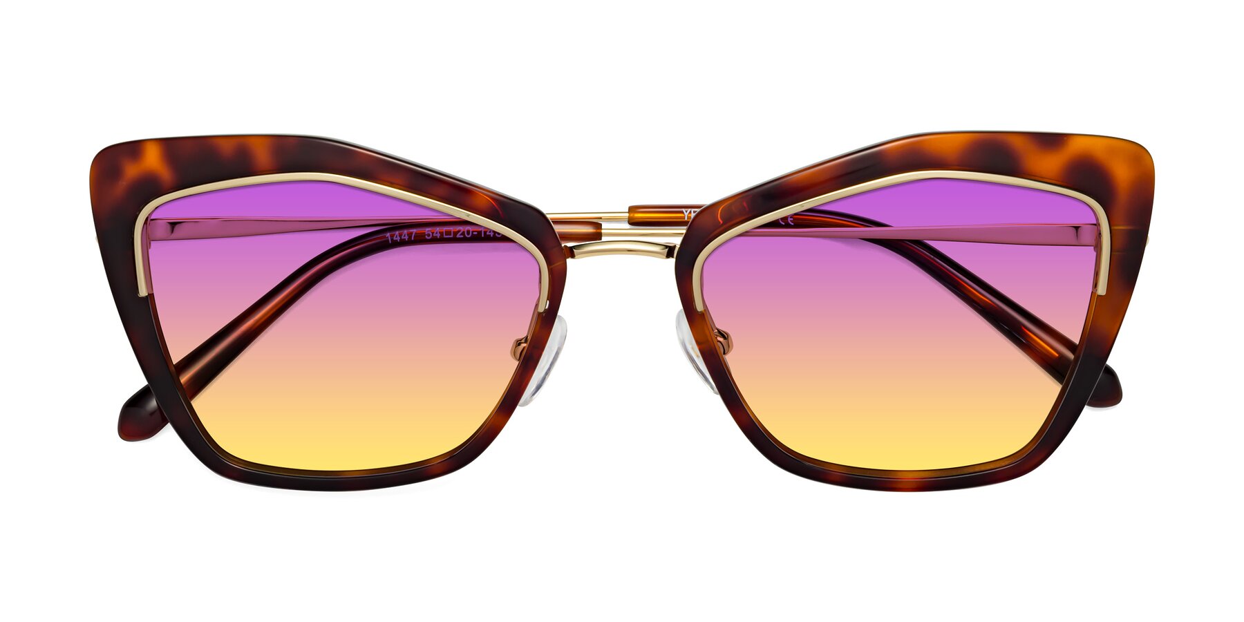 Folded Front of Lasso in Light Tortoise with Purple / Yellow Gradient Lenses