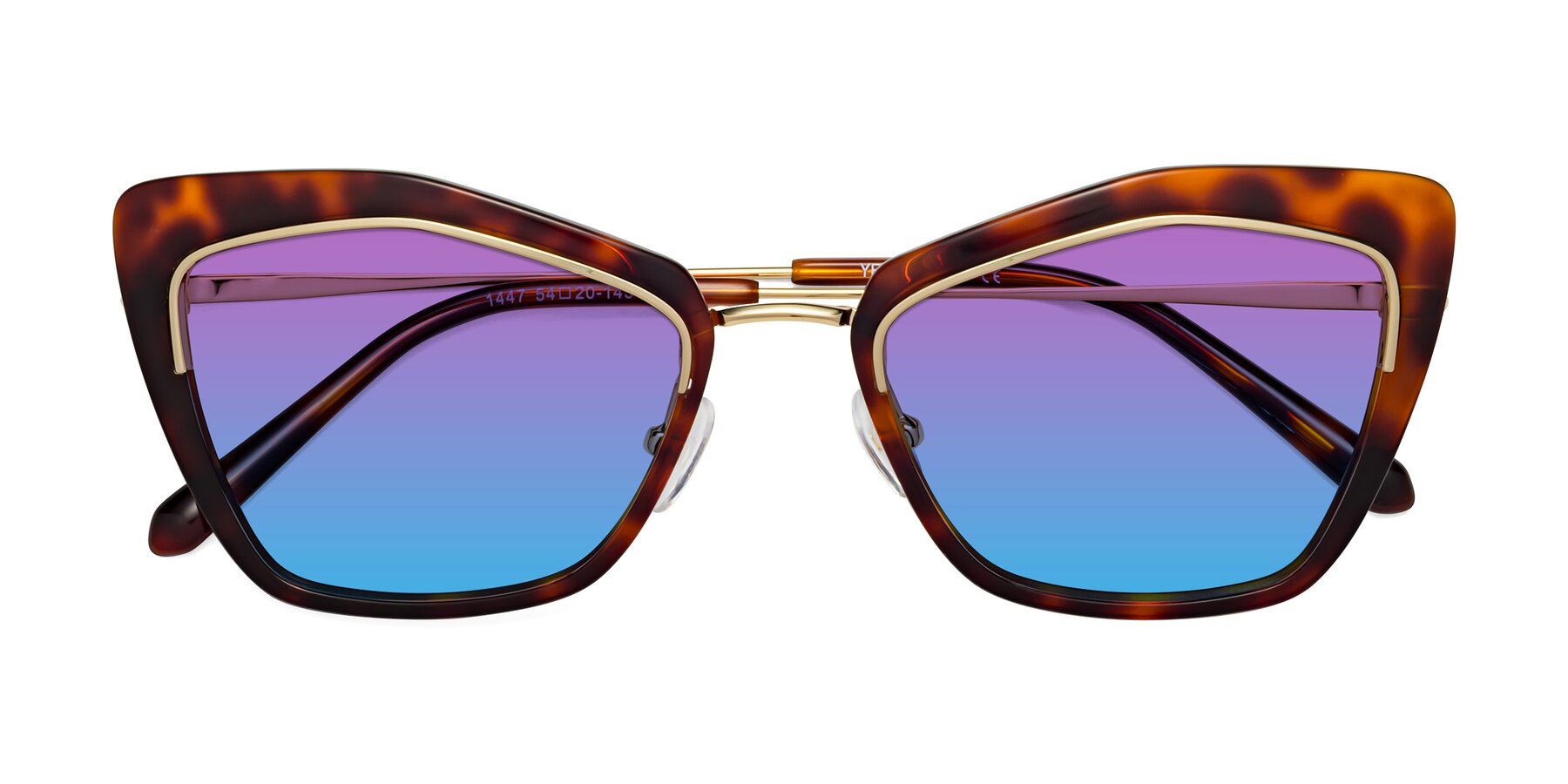 Folded Front of Lasso in Light Tortoise with Purple / Blue Gradient Lenses
