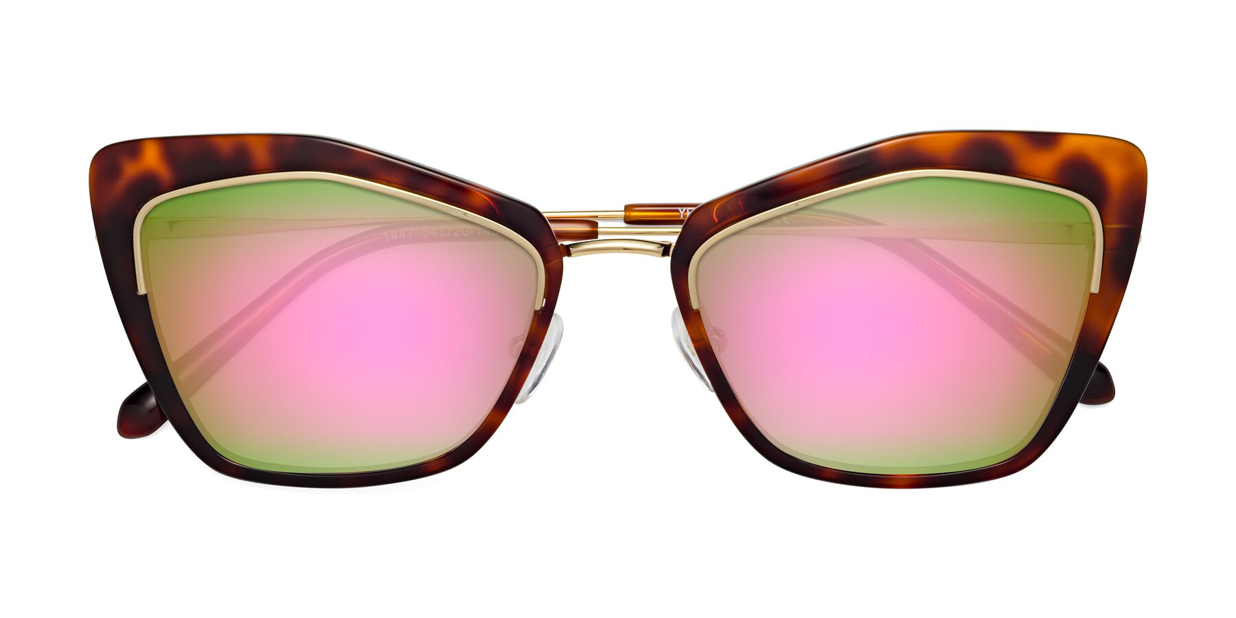 Folded Front of Lasso in Light Tortoise with Pink Mirrored Lenses