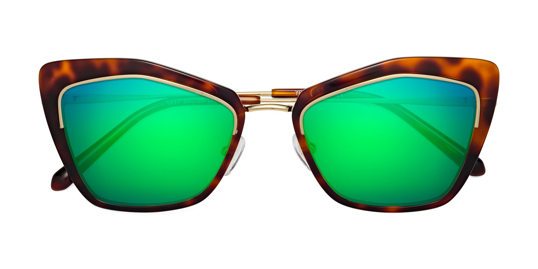 Folded Front of Lasso in Light Tortoise with Green Mirrored Lenses