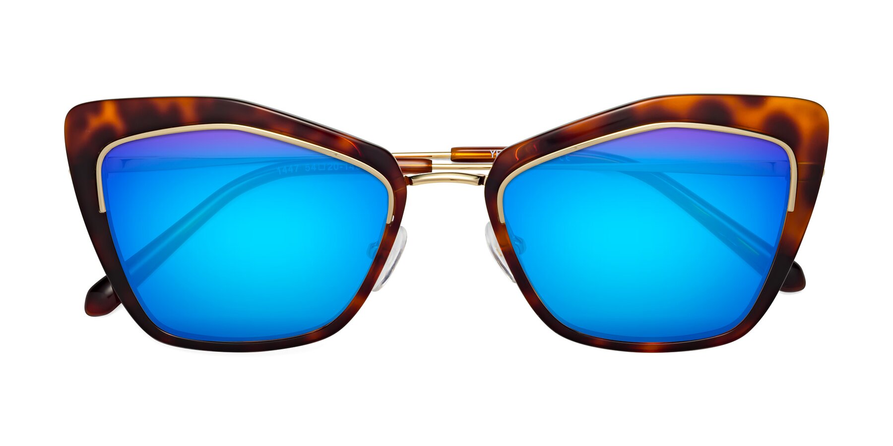 Folded Front of Lasso in Light Tortoise with Blue Mirrored Lenses