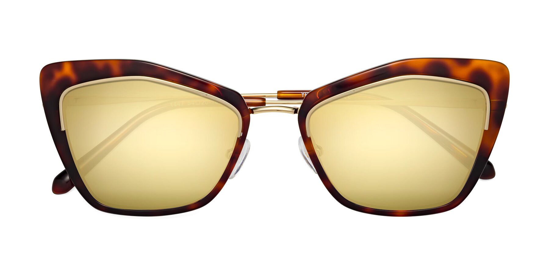 Folded Front of Lasso in Light Tortoise with Gold Mirrored Lenses