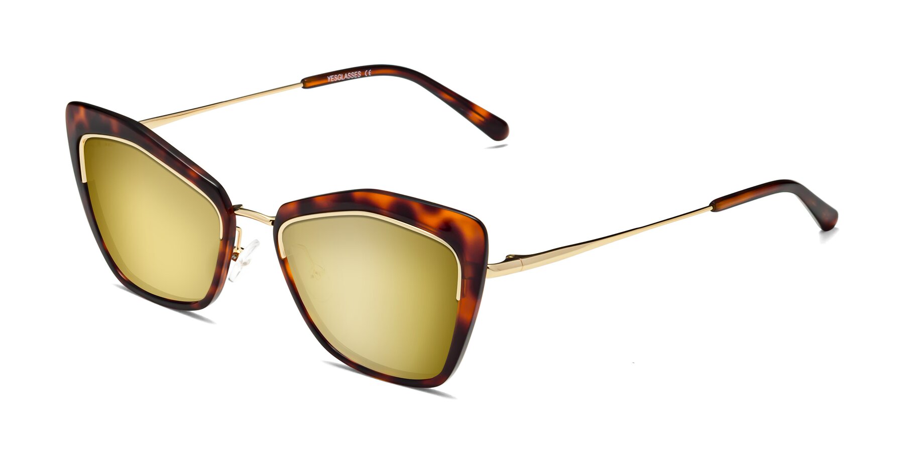Angle of Lasso in Light Tortoise with Gold Mirrored Lenses