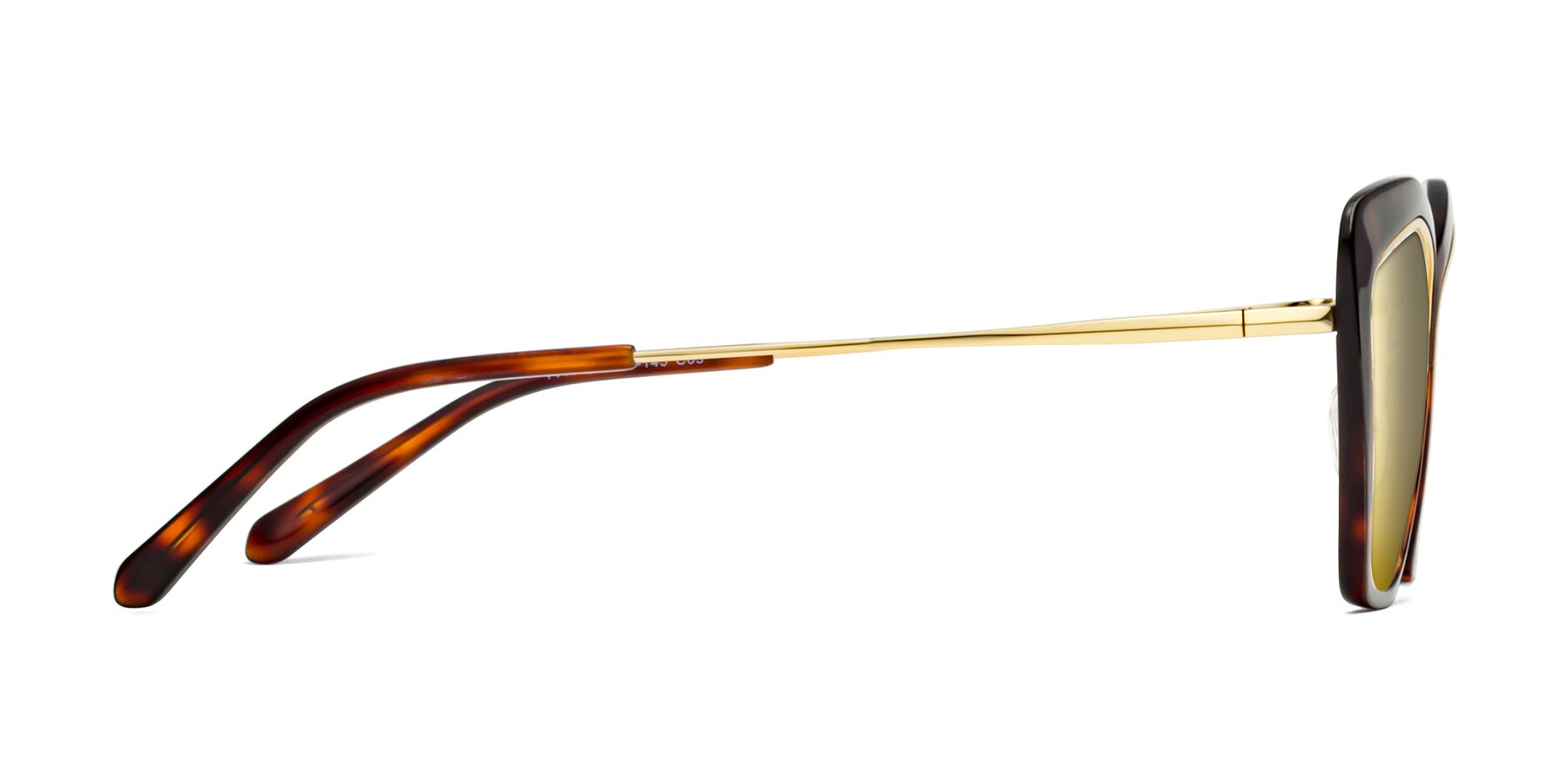Side of Lasso in Light Tortoise with Gold Mirrored Lenses
