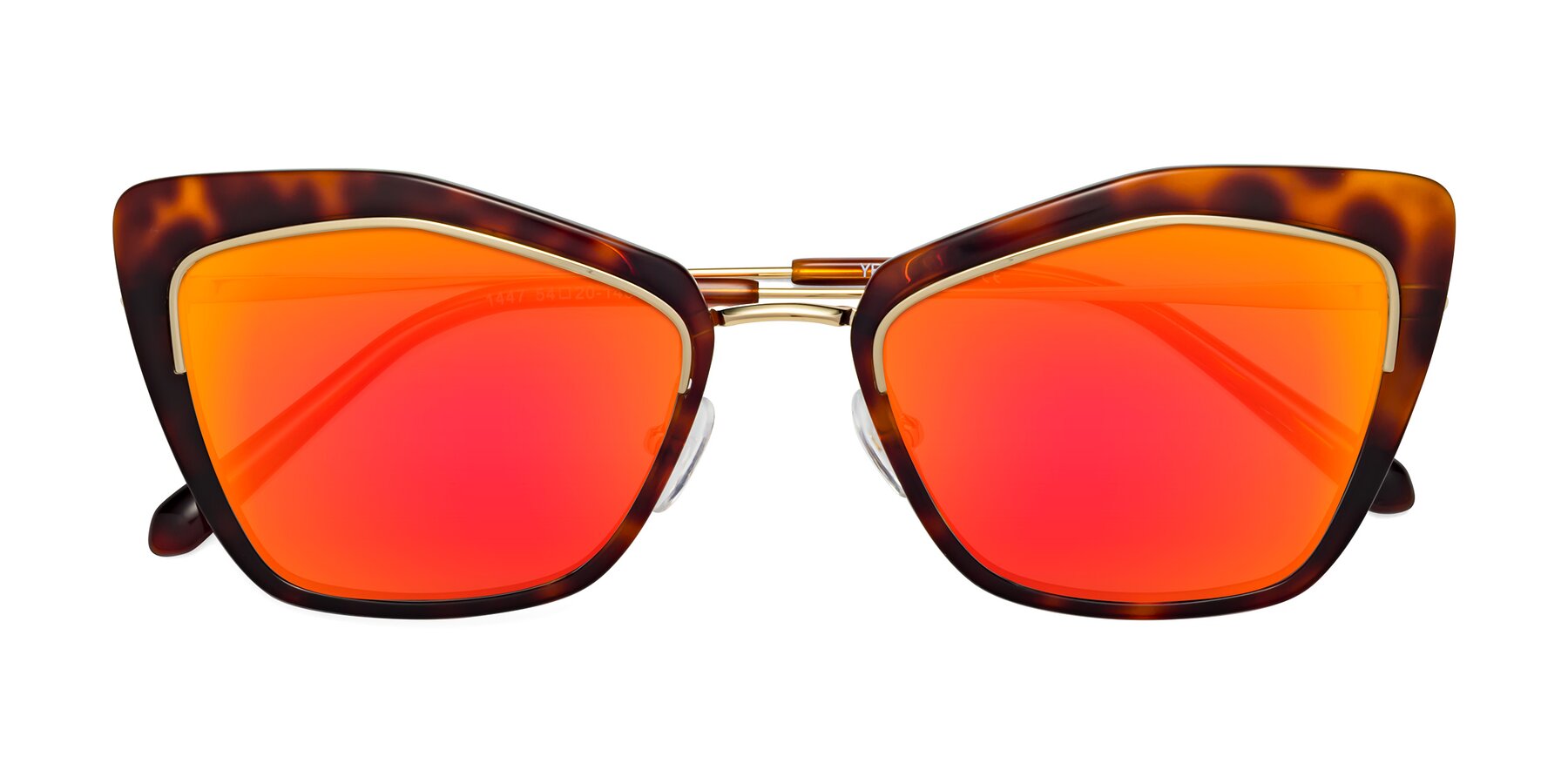 Folded Front of Lasso in Light Tortoise with Red Gold Mirrored Lenses