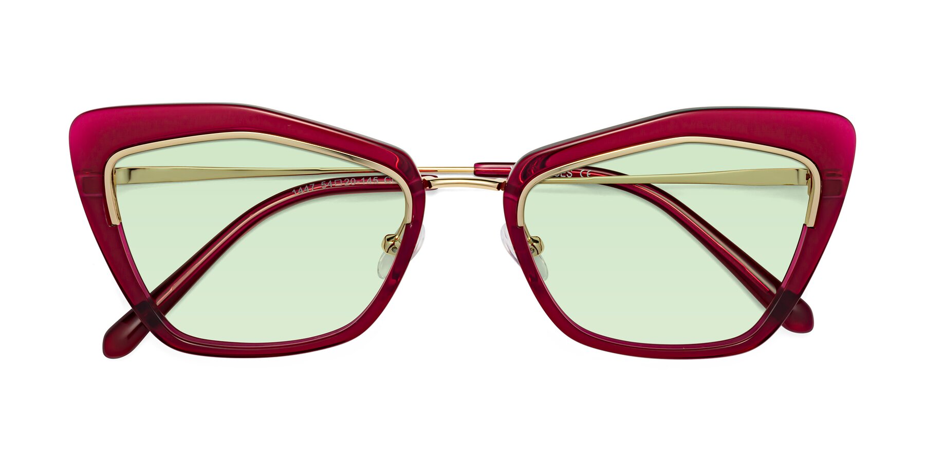 Folded Front of Lasso in Wine with Light Green Tinted Lenses