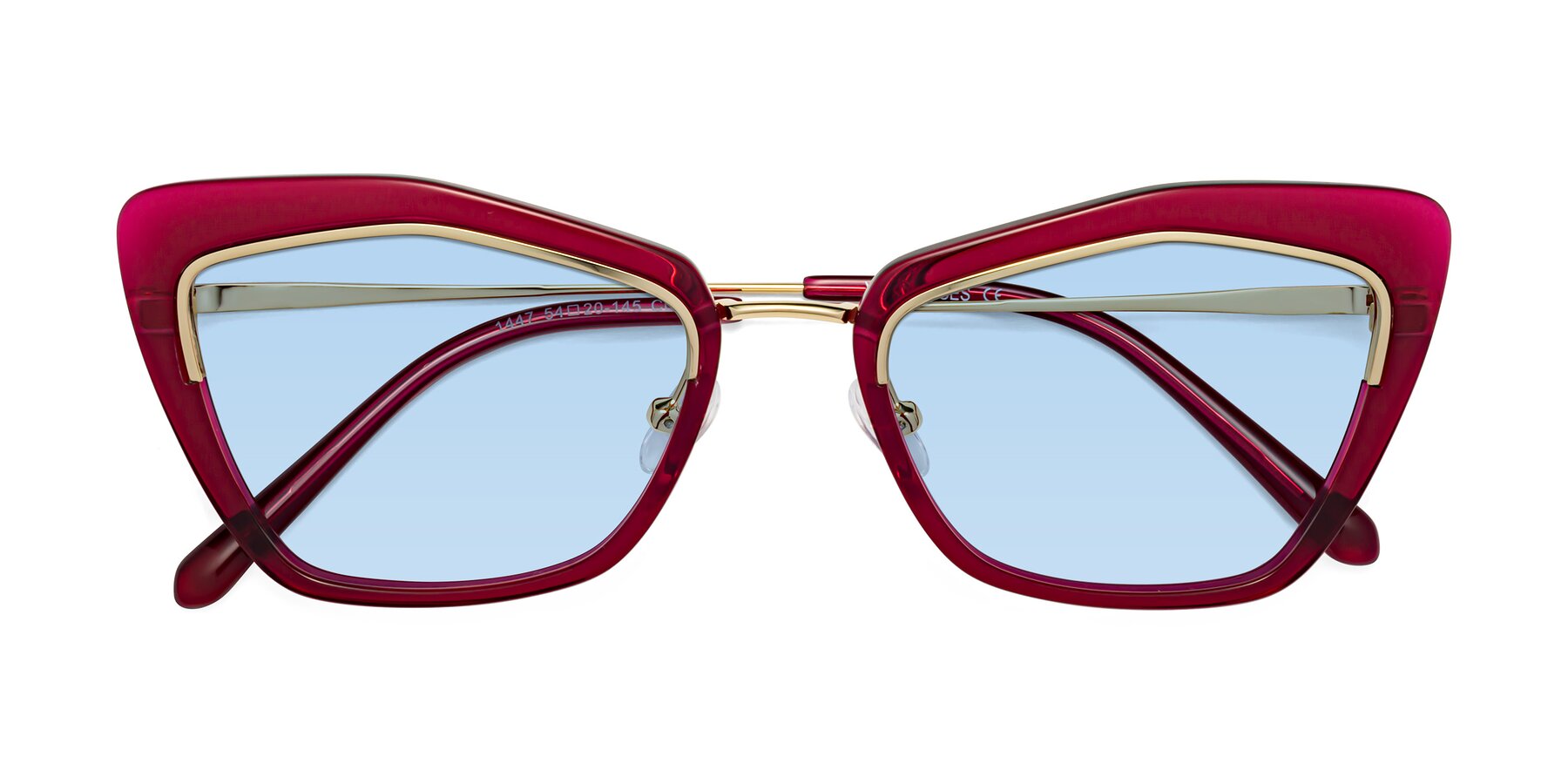 Folded Front of Lasso in Wine with Light Blue Tinted Lenses