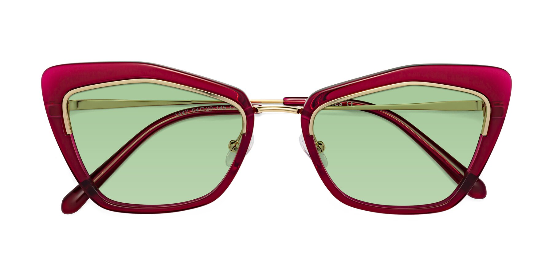 Folded Front of Lasso in Wine with Medium Green Tinted Lenses