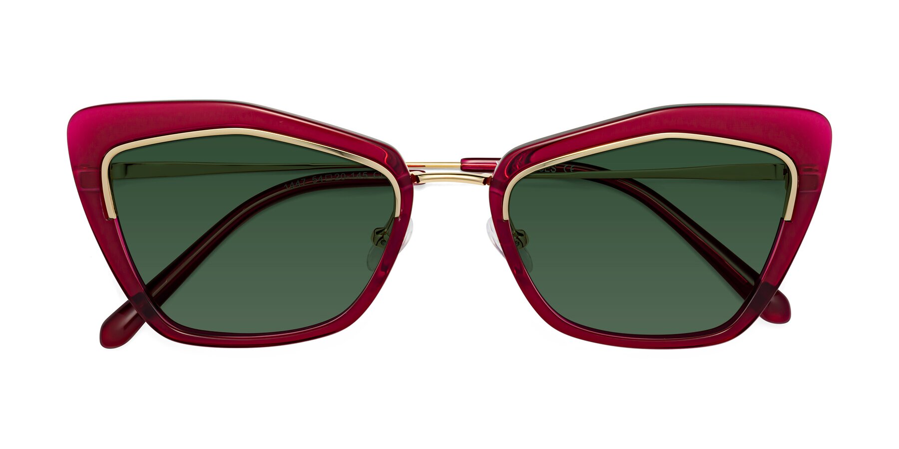 Folded Front of Lasso in Wine with Green Tinted Lenses