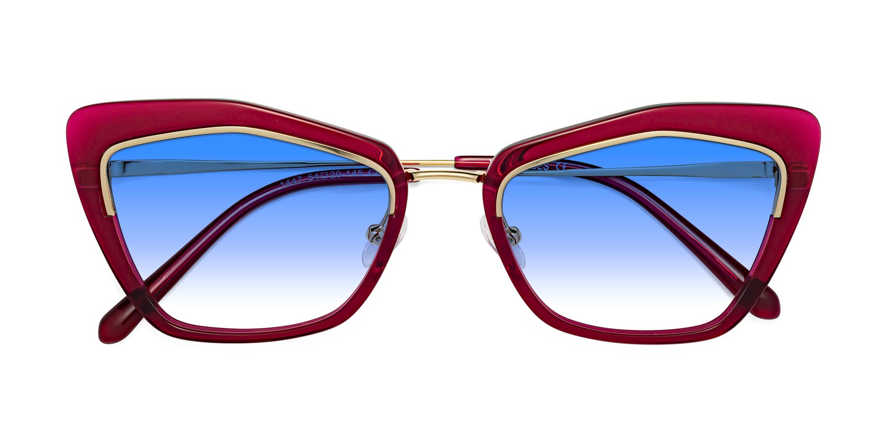 Folded Front of Lasso in Wine with Blue Gradient Lenses