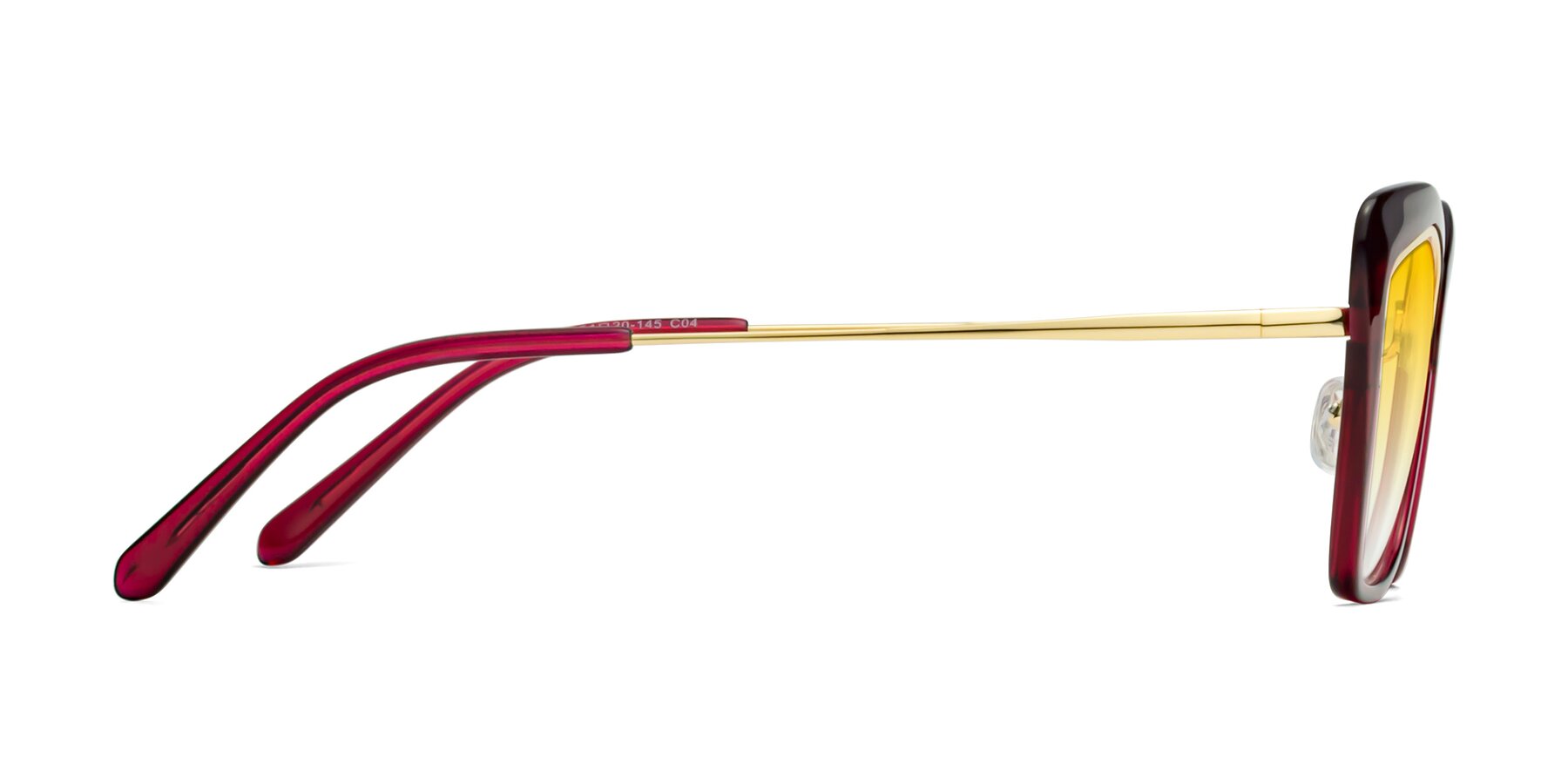 Side of Lasso in Wine with Yellow Gradient Lenses