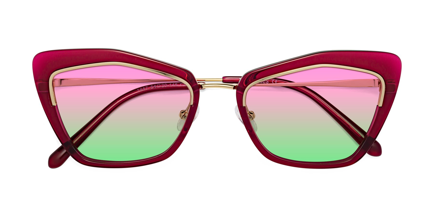 Folded Front of Lasso in Wine with Pink / Green Gradient Lenses