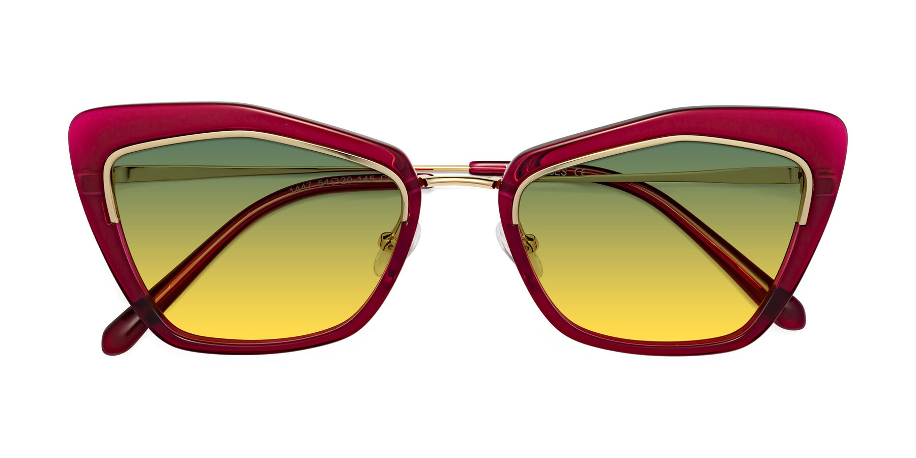 Folded Front of Lasso in Wine with Green / Yellow Gradient Lenses