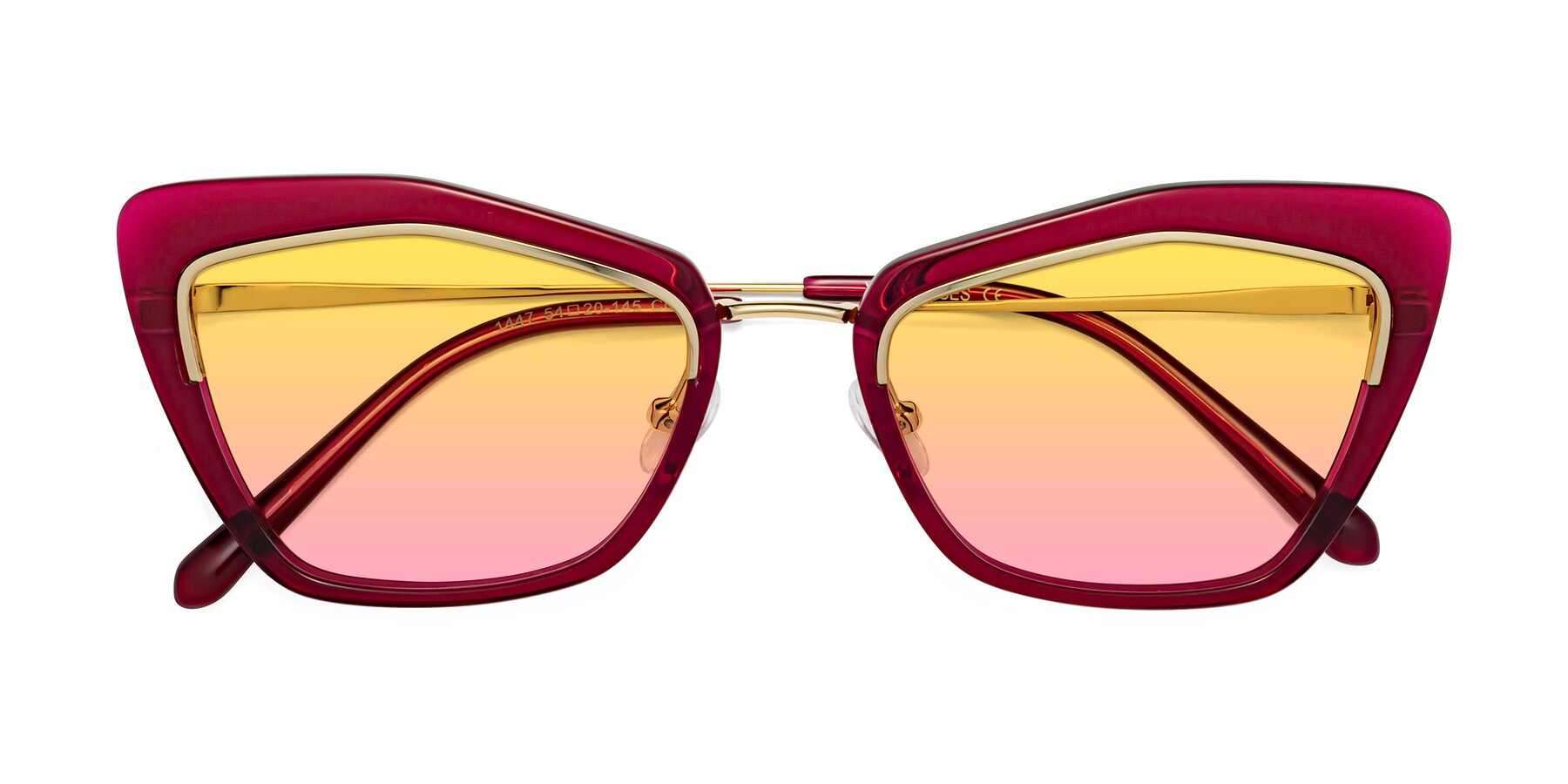 Folded Front of Lasso in Wine with Yellow / Pink Gradient Lenses