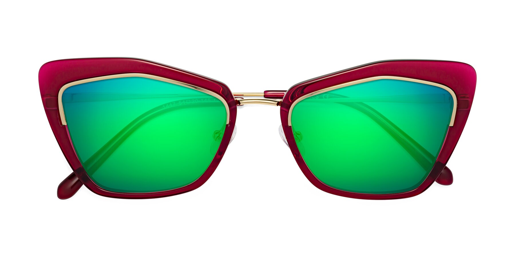 Folded Front of Lasso in Wine with Green Mirrored Lenses