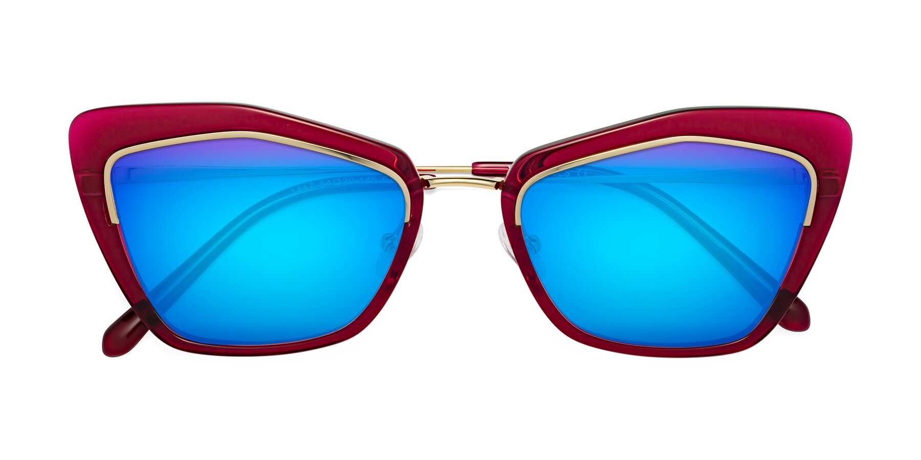Folded Front of Lasso in Wine with Blue Mirrored Lenses