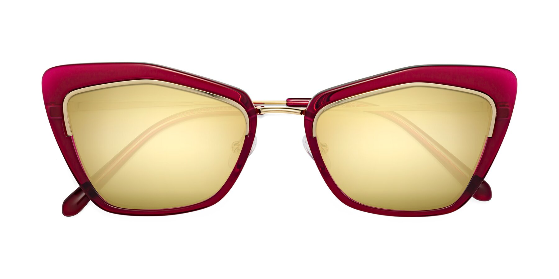 Folded Front of Lasso in Wine with Gold Mirrored Lenses