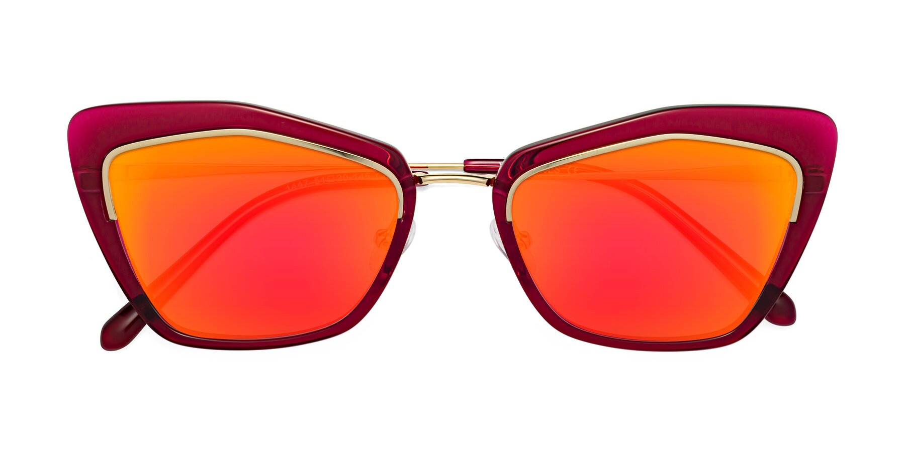 Folded Front of Lasso in Wine with Red Gold Mirrored Lenses