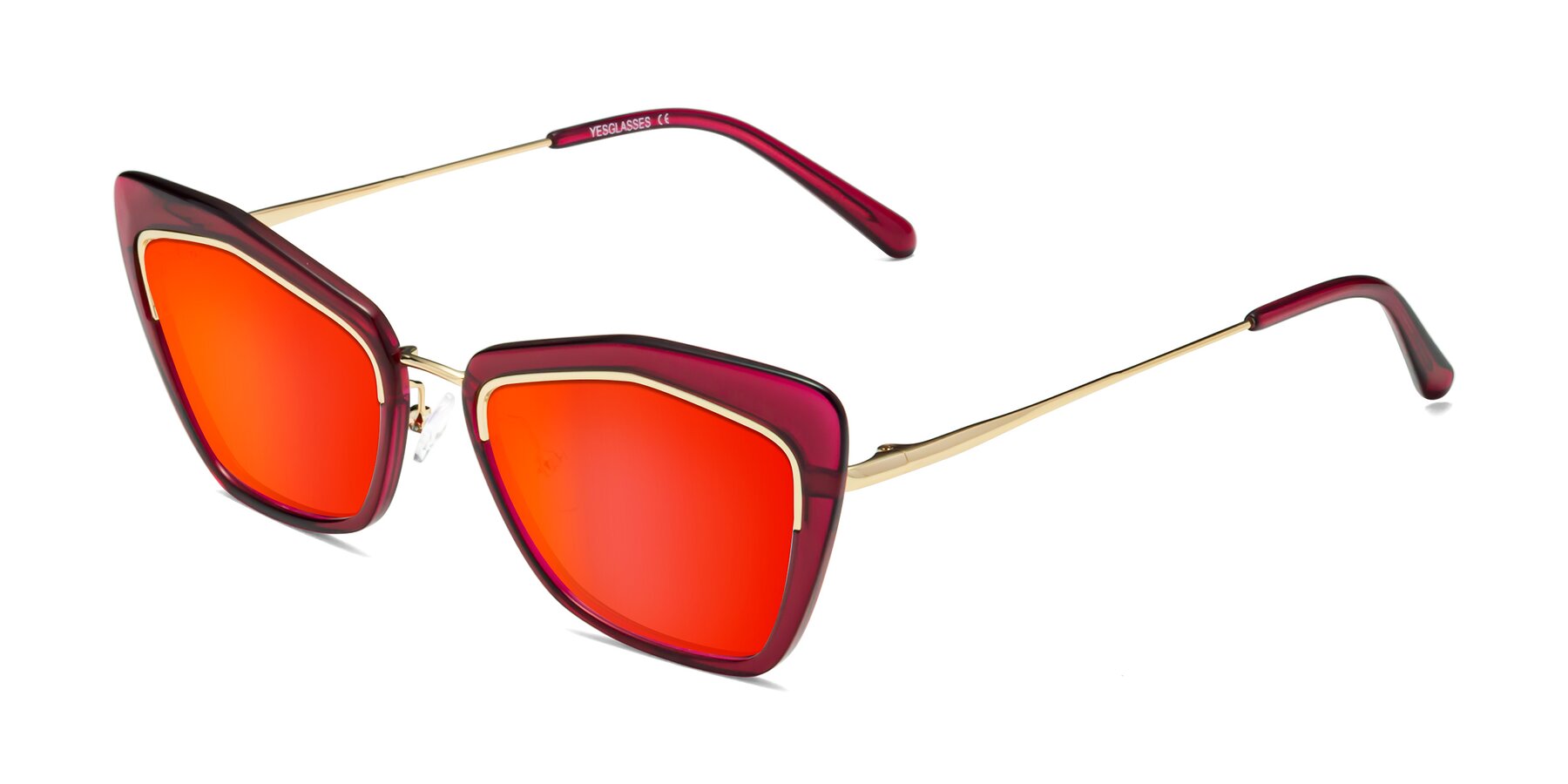 Angle of Lasso in Wine with Red Gold Mirrored Lenses