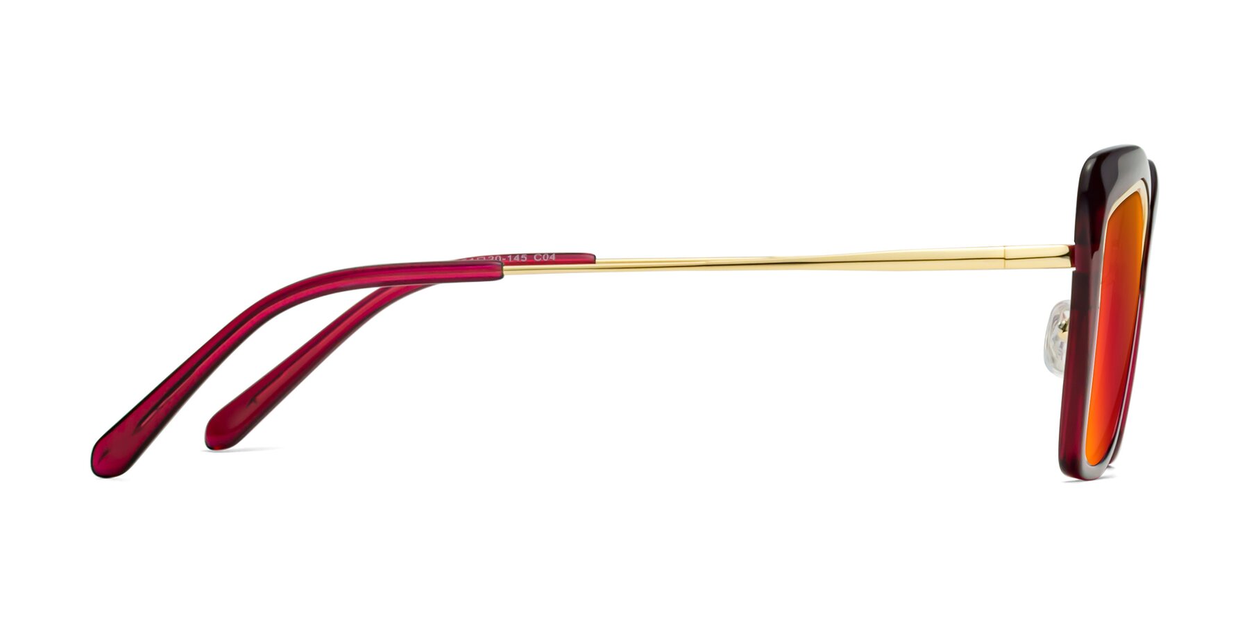 Side of Lasso in Wine with Red Gold Mirrored Lenses