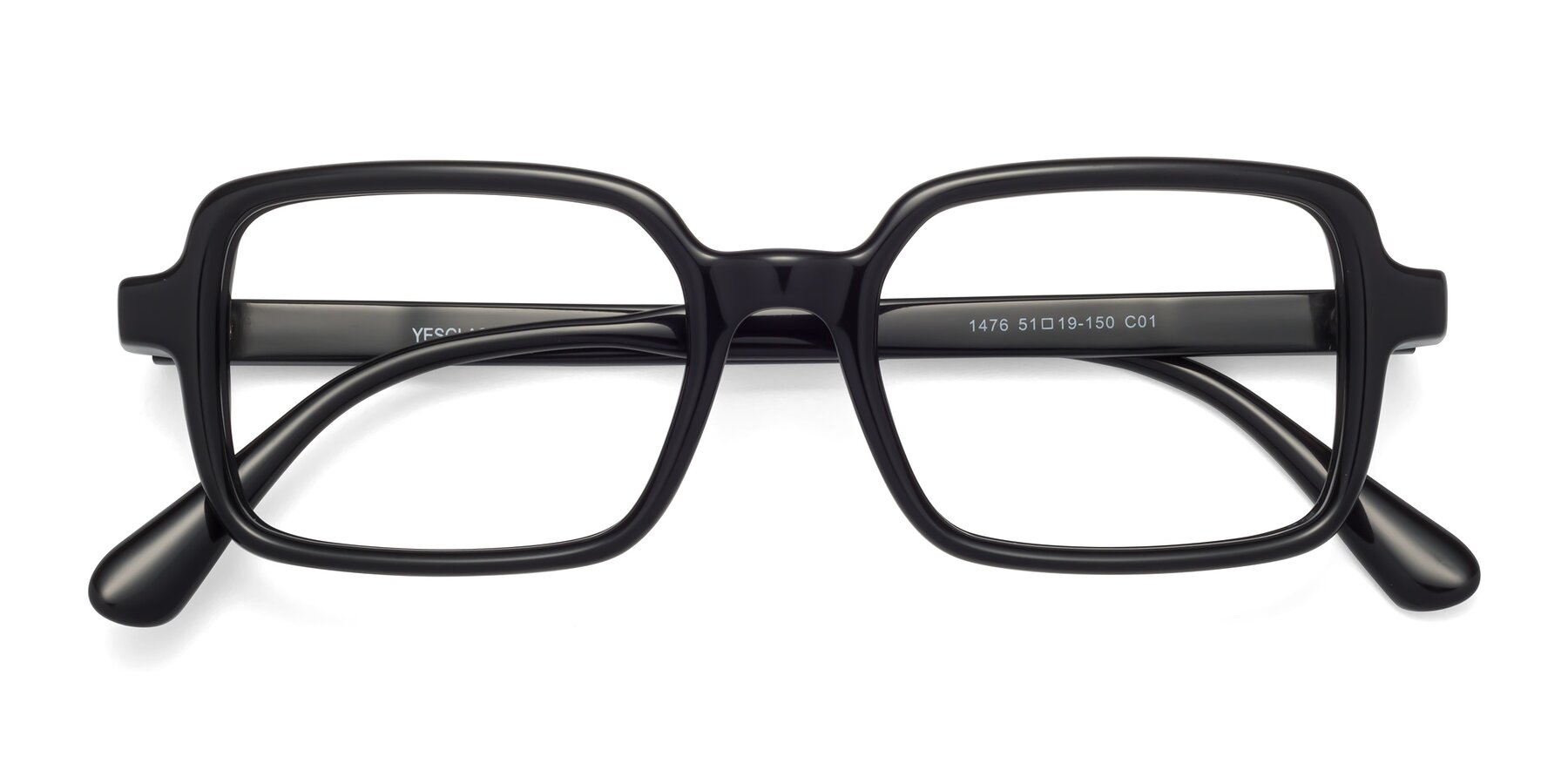 Folded Front of Canuto in Black with Clear Eyeglass Lenses