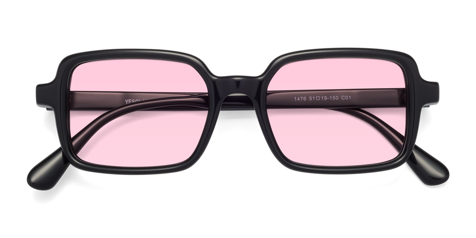 Folded Front of Canuto in Black with Light Pink Tinted Lenses