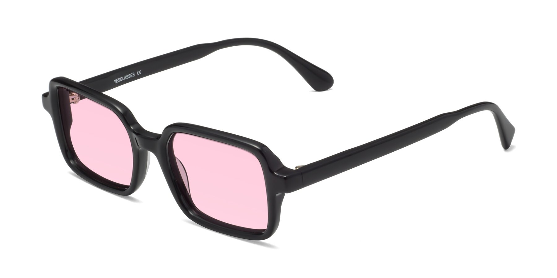 Angle of Canuto in Black with Light Pink Tinted Lenses