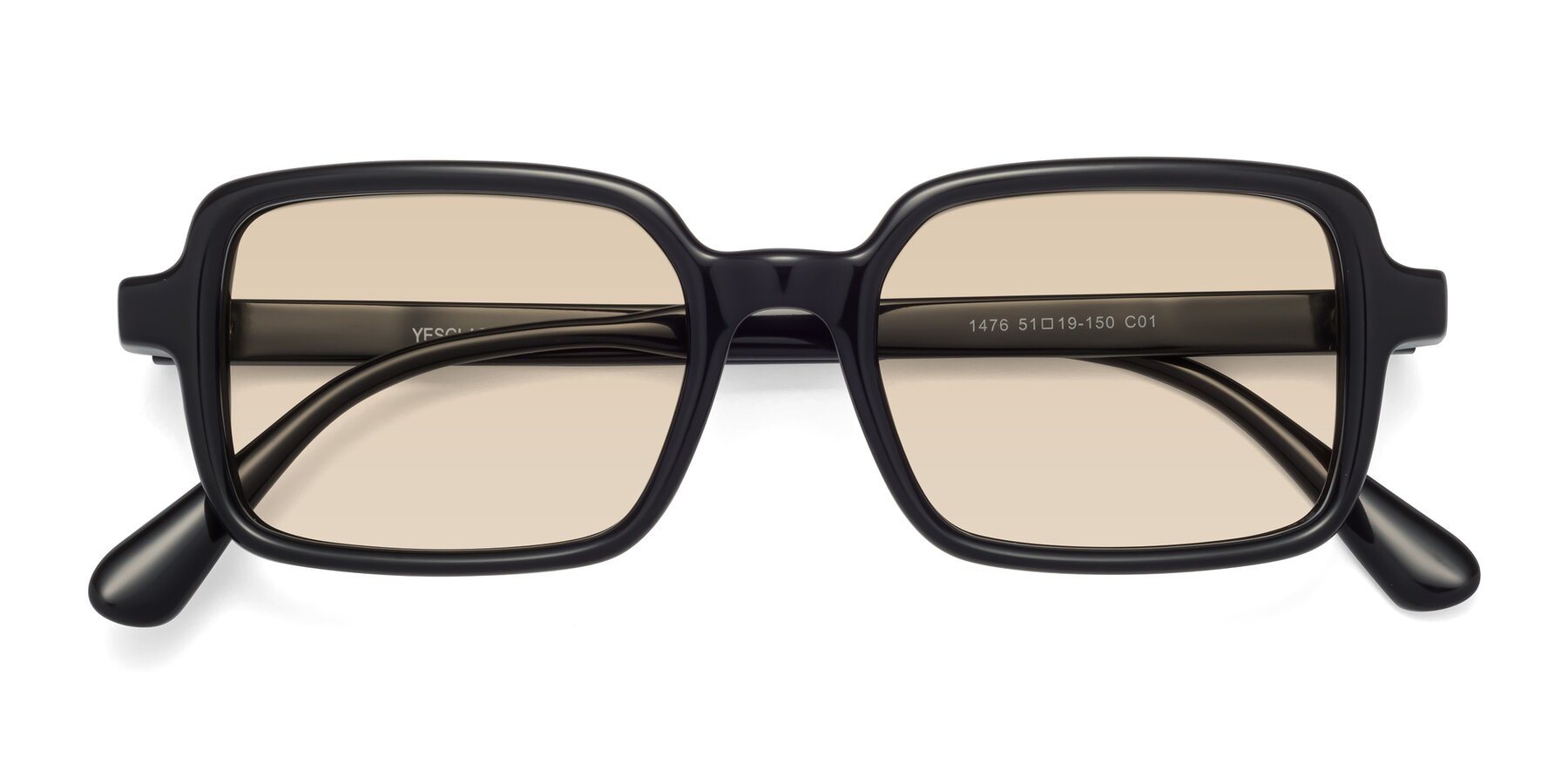 Folded Front of Canuto in Black with Light Brown Tinted Lenses