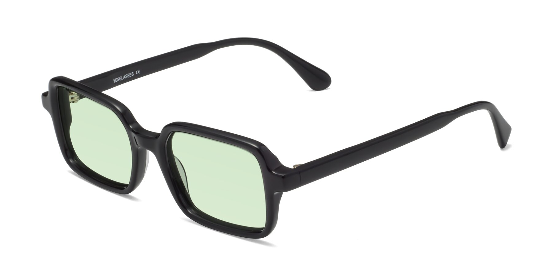 Angle of Canuto in Black with Light Green Tinted Lenses