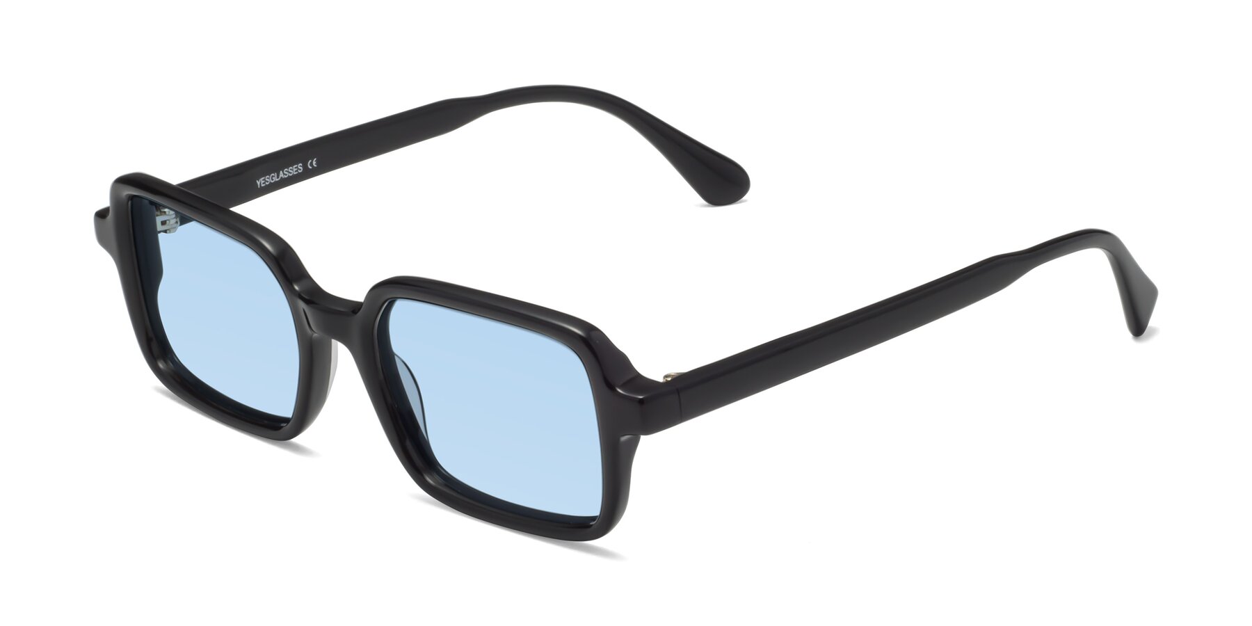Angle of Canuto in Black with Light Blue Tinted Lenses