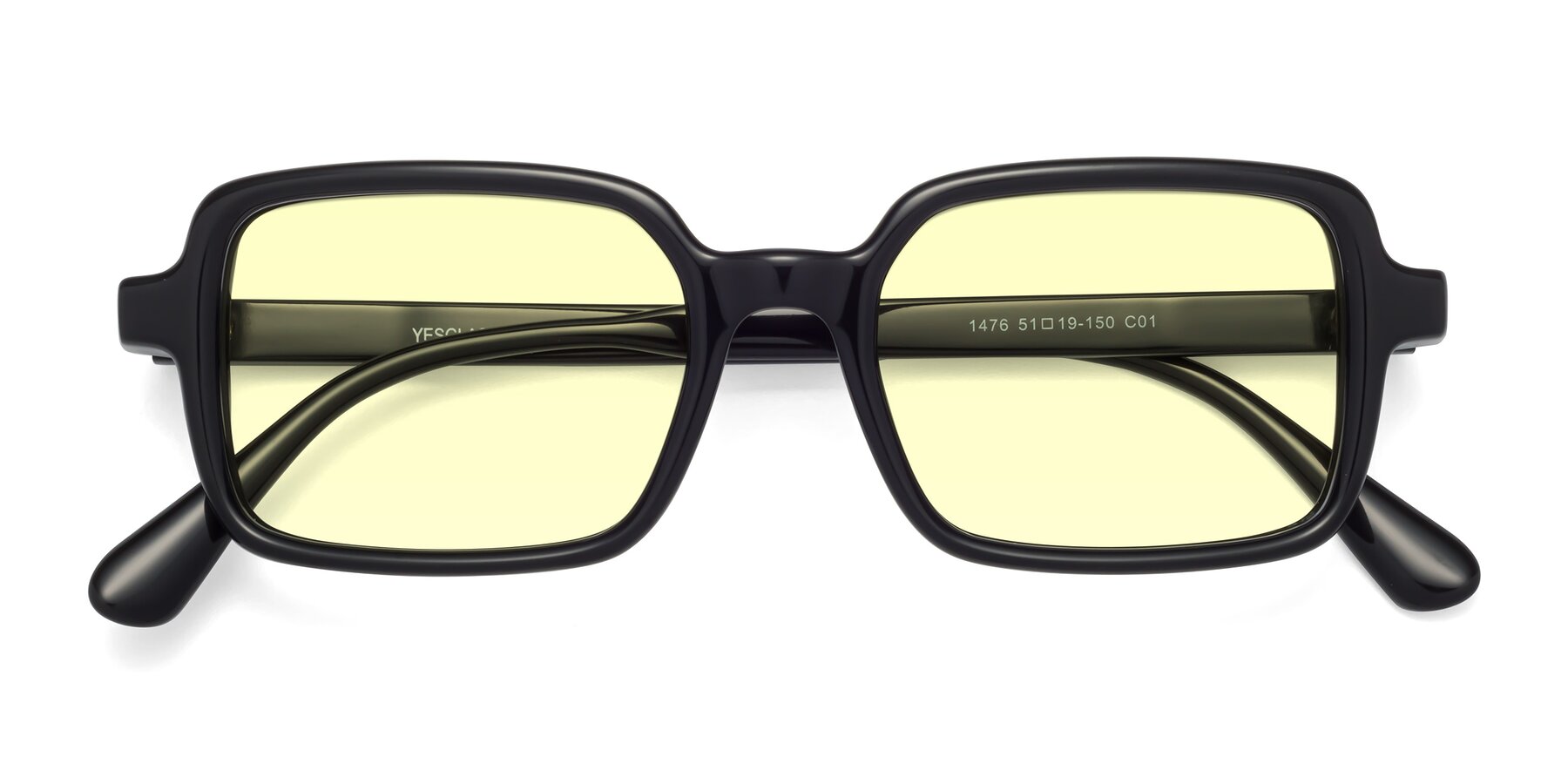 Folded Front of Canuto in Black with Light Yellow Tinted Lenses