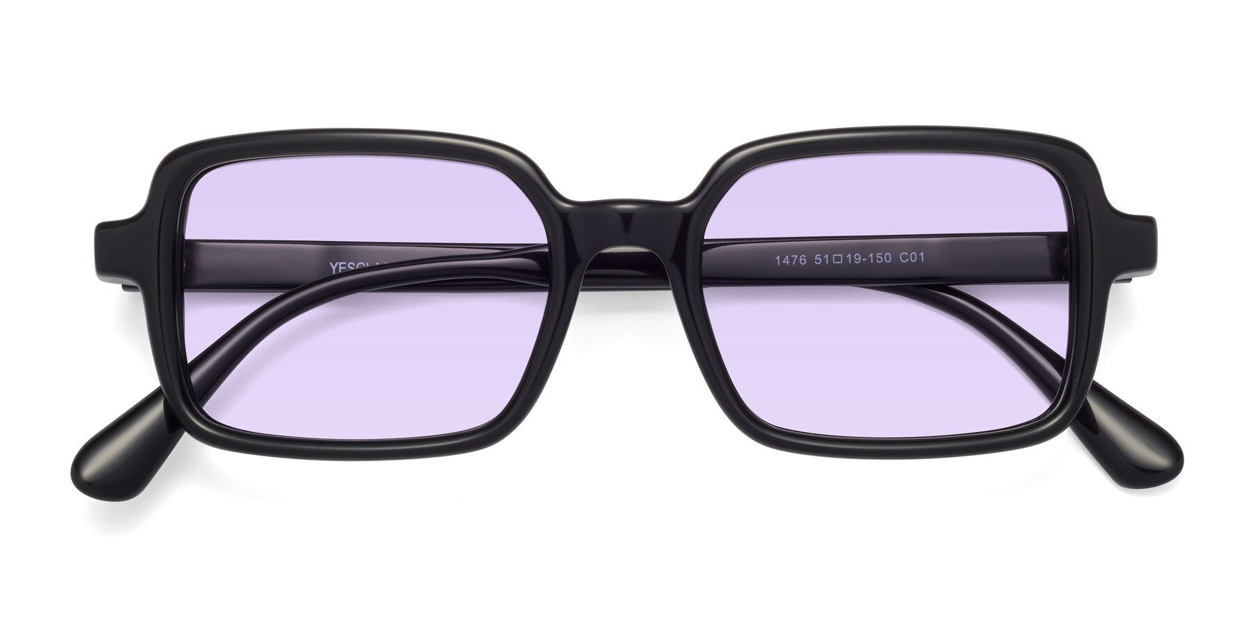 Folded Front of Canuto in Black with Light Purple Tinted Lenses