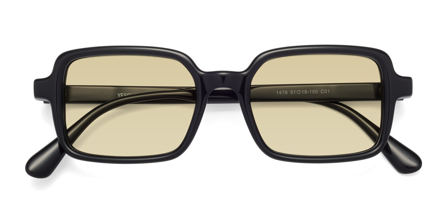 Folded Front of Canuto in Black with Light Champagne Tinted Lenses