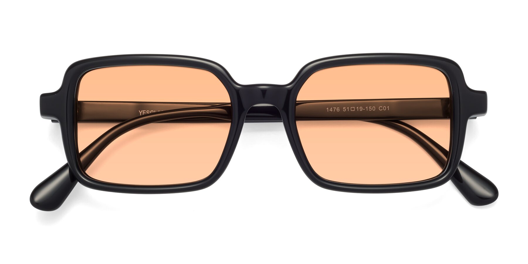 Folded Front of Canuto in Black with Light Orange Tinted Lenses