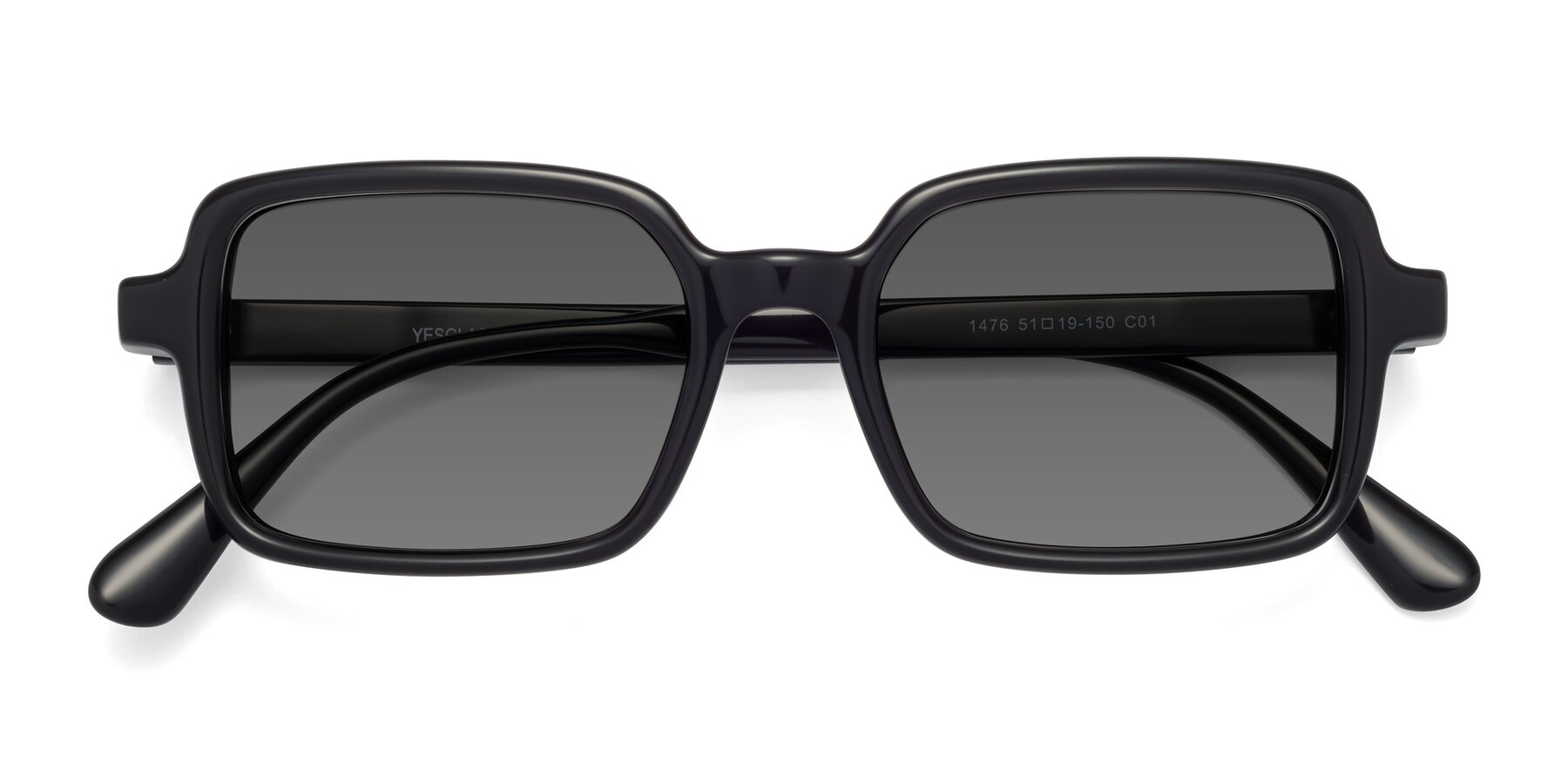 Folded Front of Canuto in Black with Medium Gray Tinted Lenses