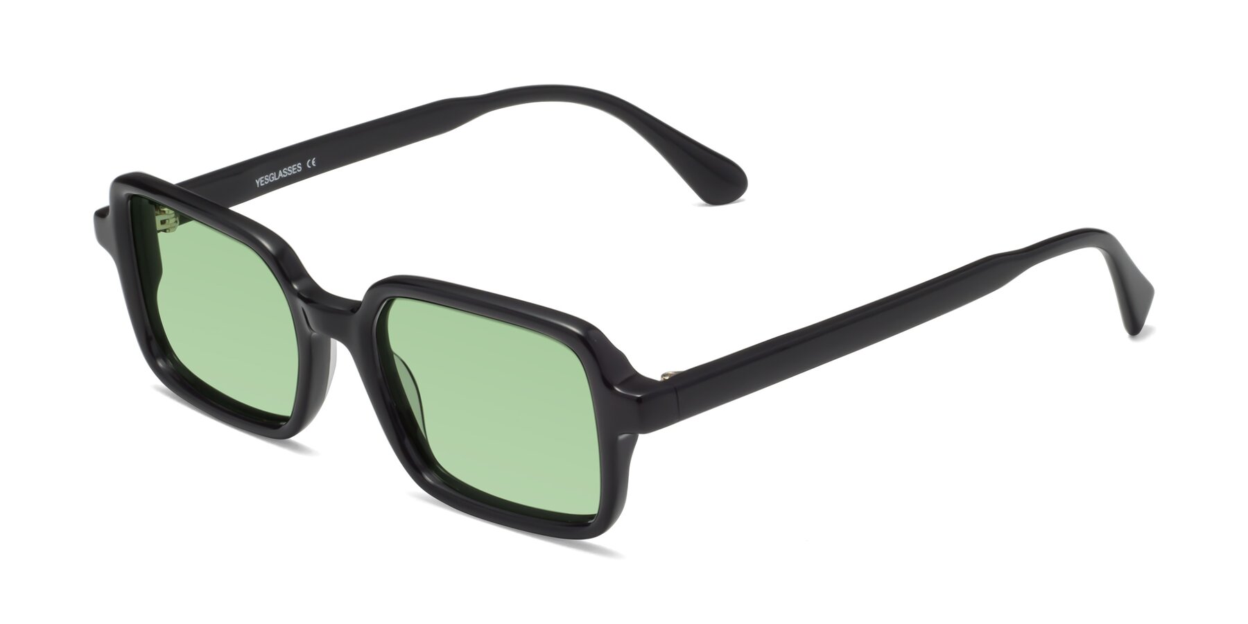 Angle of Canuto in Black with Medium Green Tinted Lenses