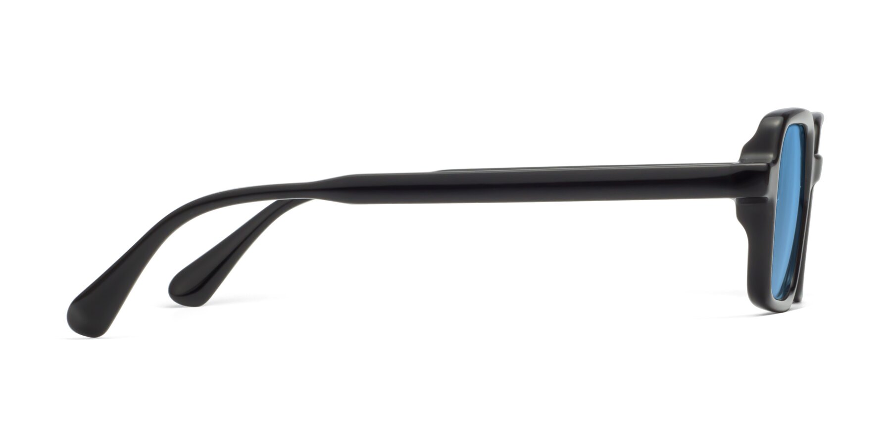 Side of Canuto in Black with Medium Blue Tinted Lenses