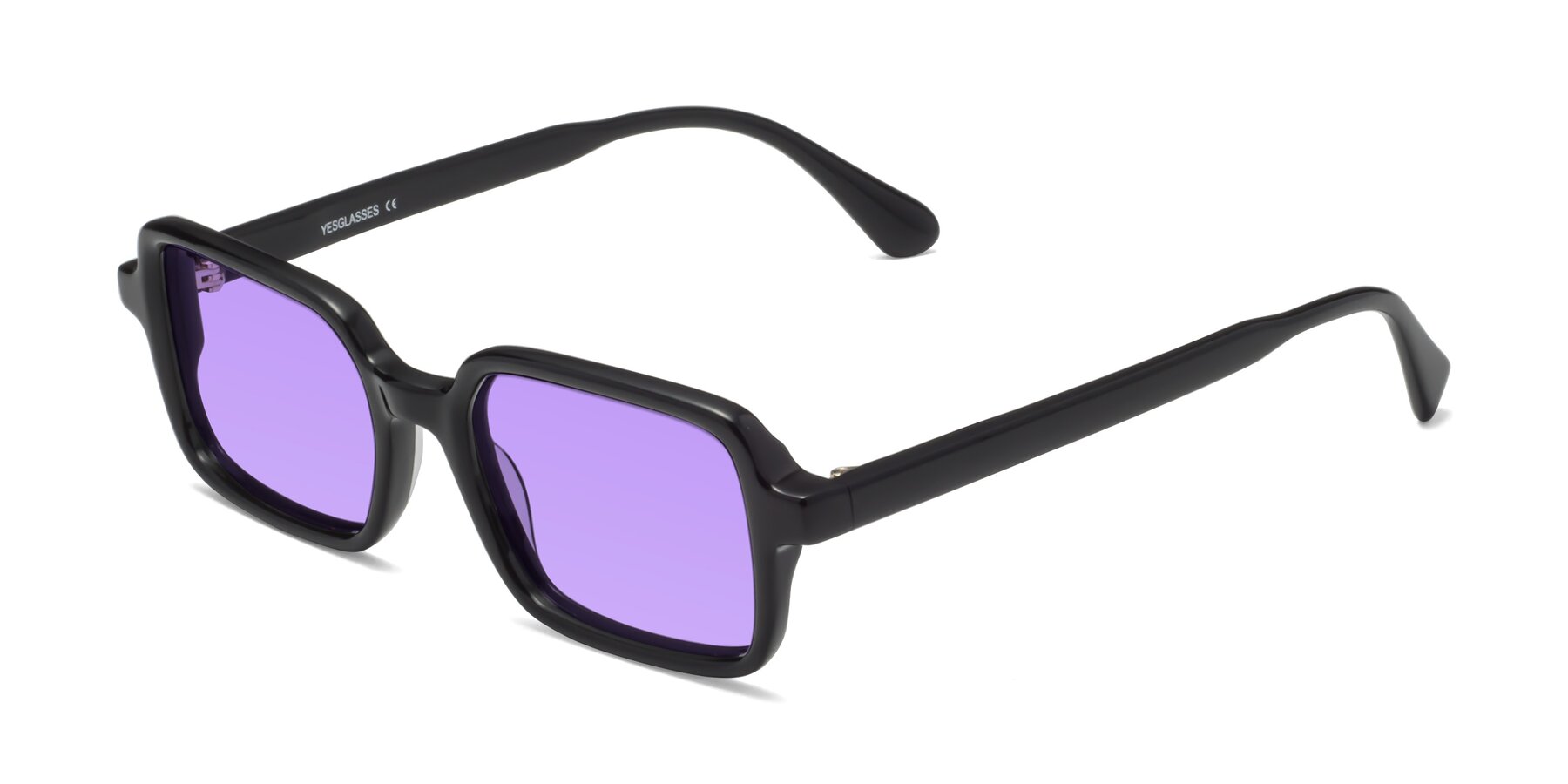 Angle of Canuto in Black with Medium Purple Tinted Lenses