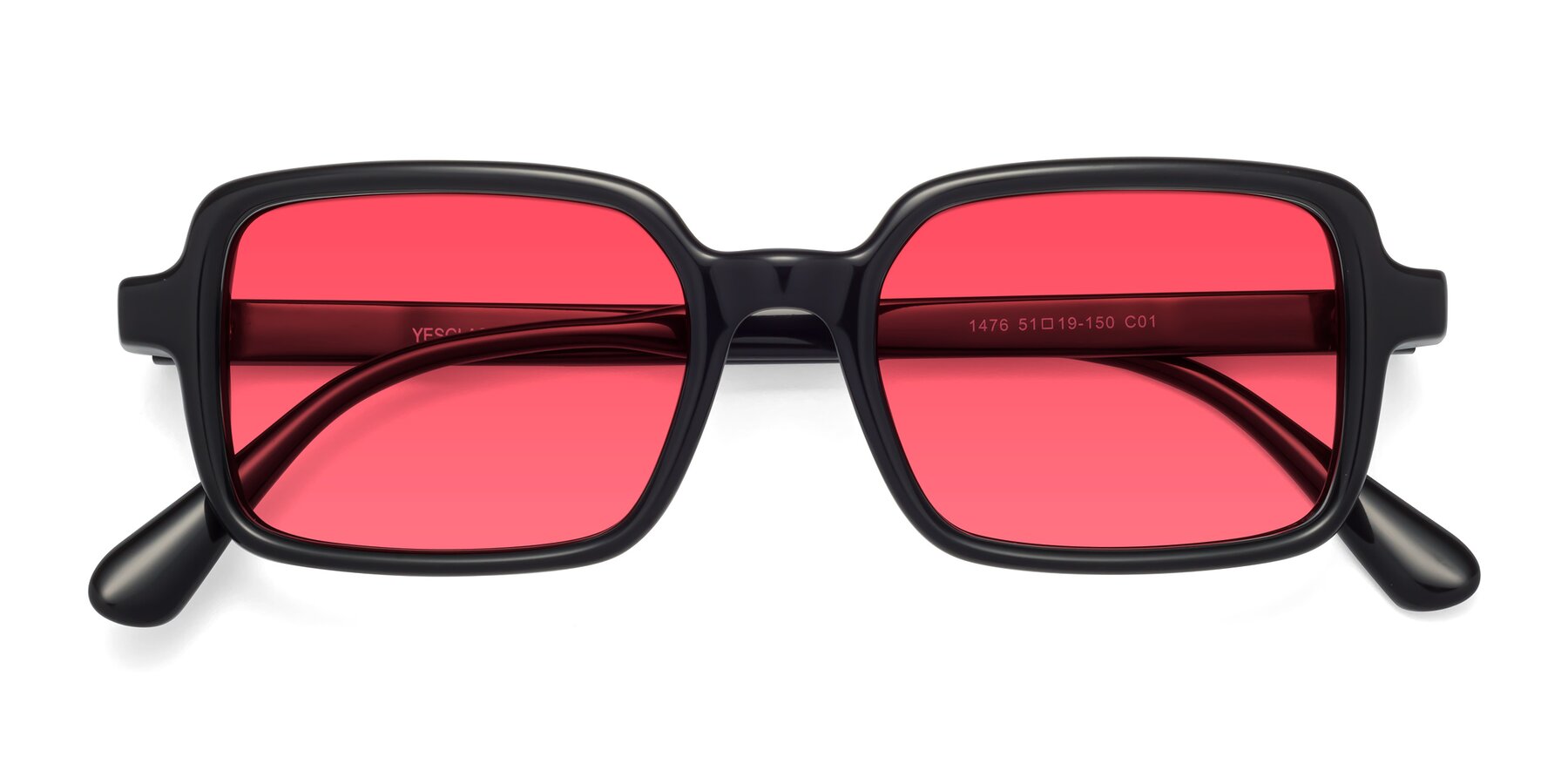 Folded Front of Canuto in Black with Red Tinted Lenses