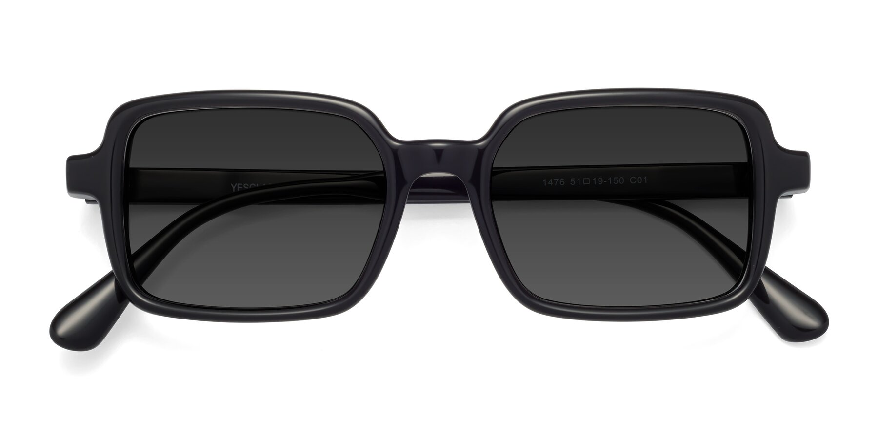 Folded Front of Canuto in Black with Gray Tinted Lenses