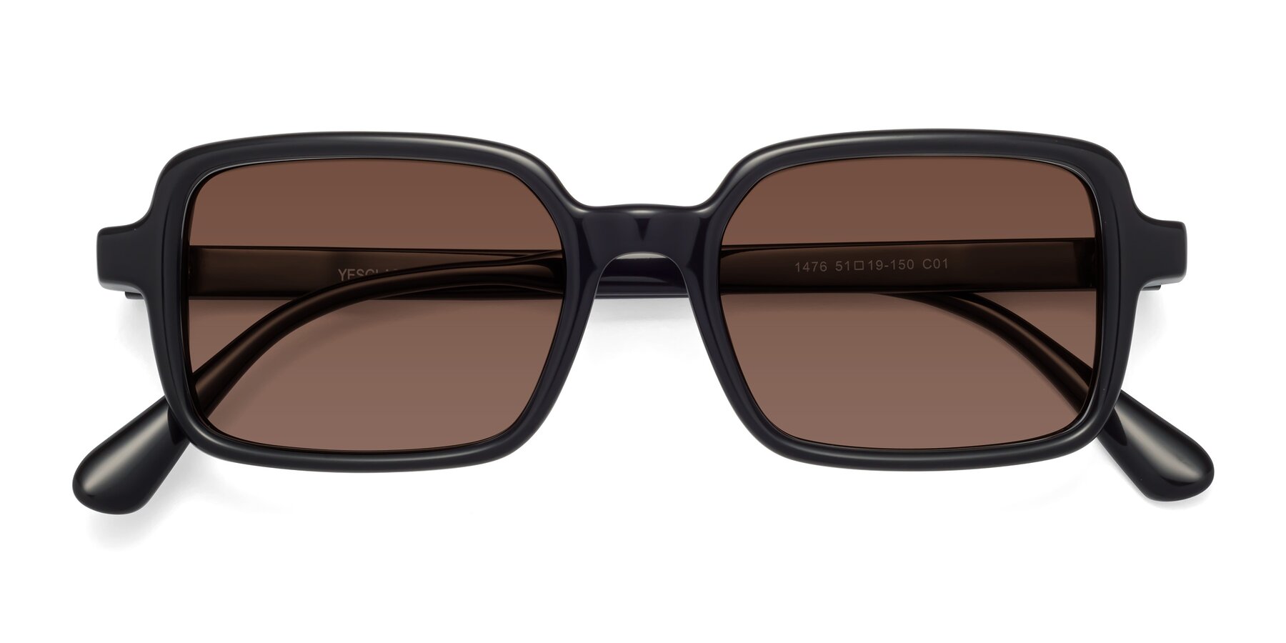 Folded Front of Canuto in Black with Brown Tinted Lenses
