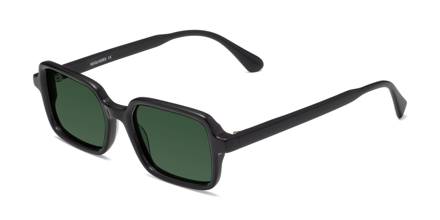Angle of Canuto in Black with Green Tinted Lenses