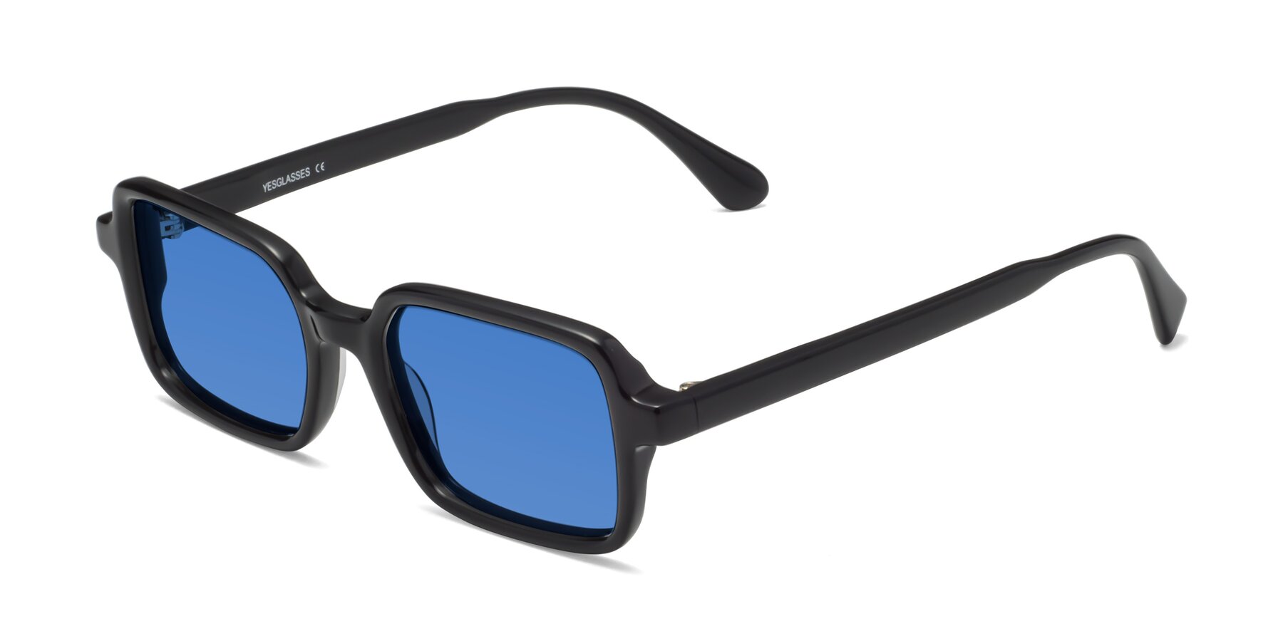 Angle of Canuto in Black with Blue Tinted Lenses