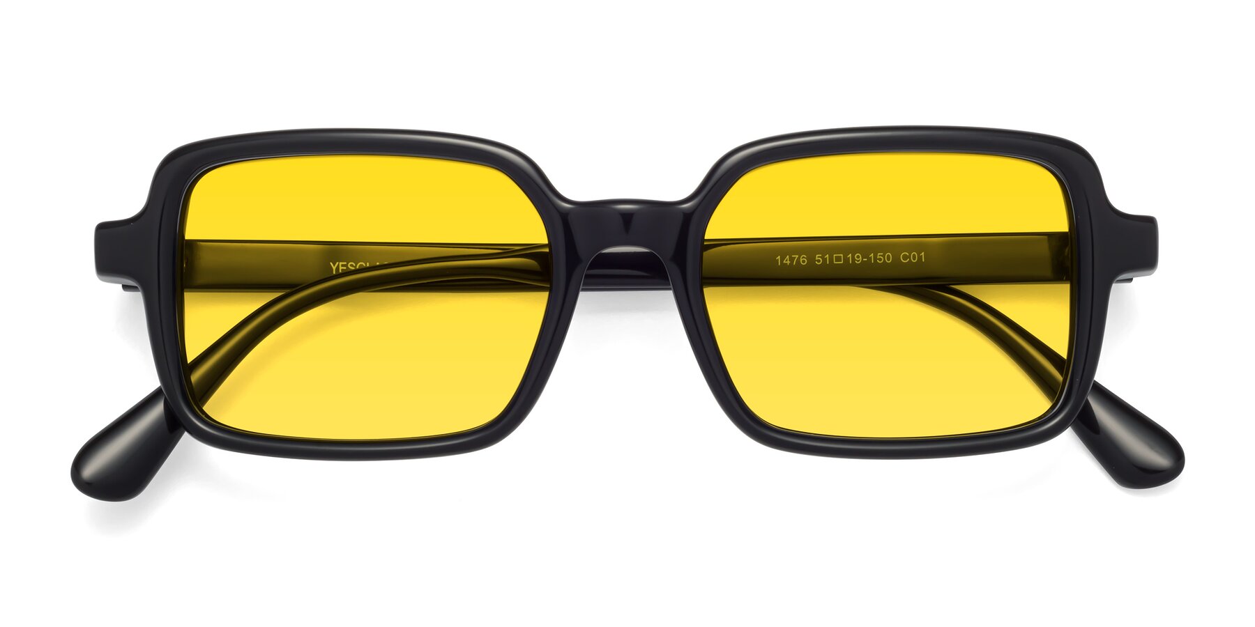 Folded Front of Canuto in Black with Yellow Tinted Lenses