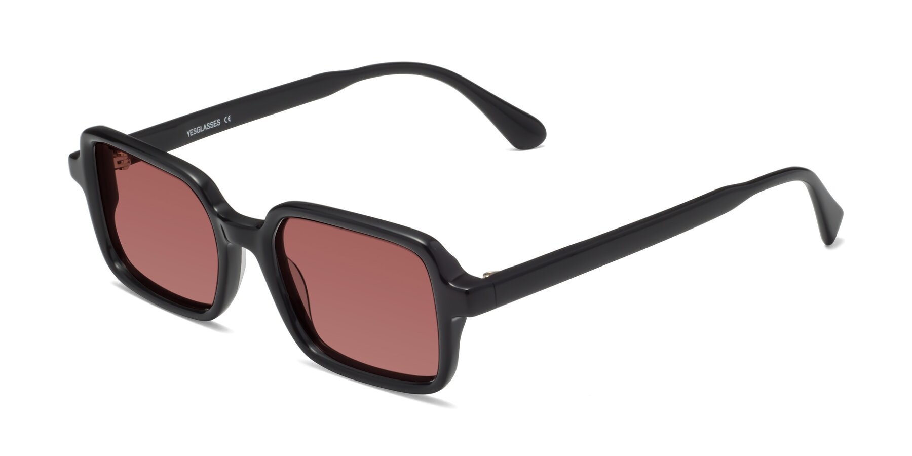 Angle of Canuto in Black with Garnet Tinted Lenses