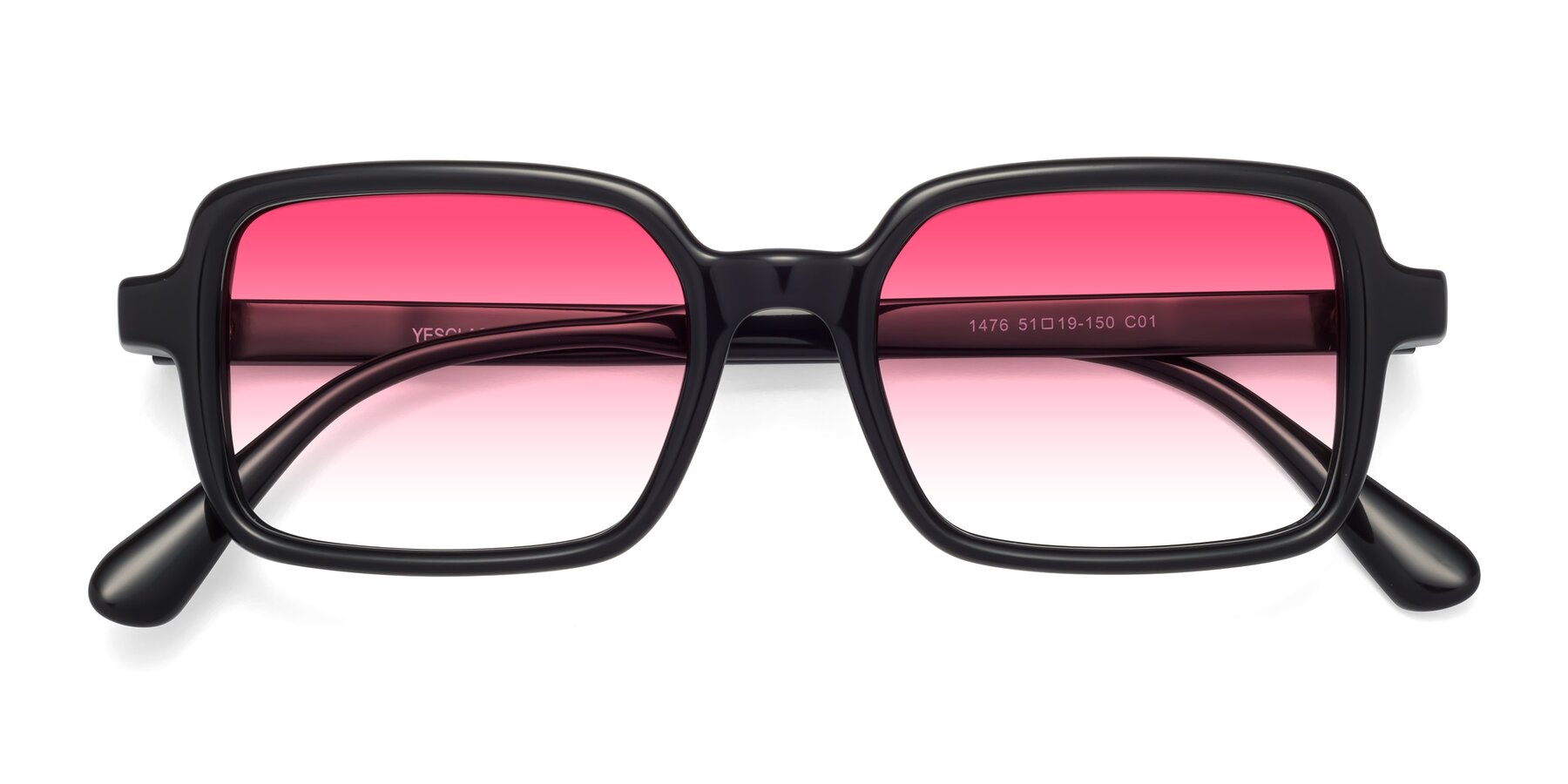 Folded Front of Canuto in Black with Pink Gradient Lenses