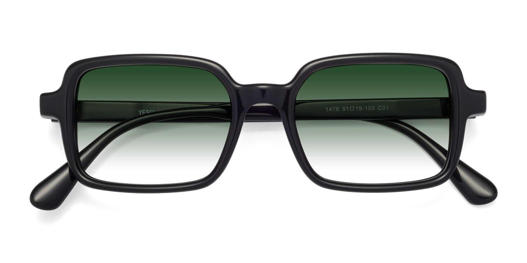 Folded Front of Canuto in Black with Green Gradient Lenses